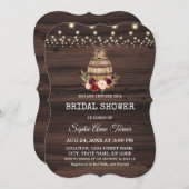 秋ブルゴーニュフローラワインバレルブライダルシャワー 招待状 (正面/裏面)