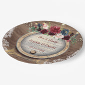 秋ブルゴーニュフローラワインバレルヴィネヤードズ結婚ズ ペーパープレート (アングル)