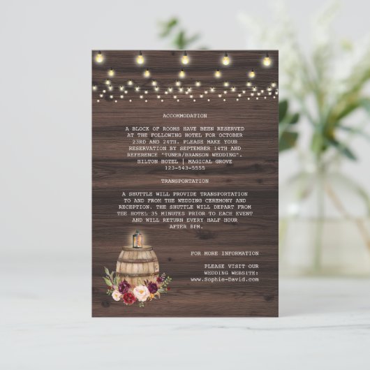 秋ブルゴーニュフローラワインバレル結婚の詳細 エンクロージャーカード (スタンド正面)