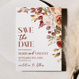 秋ブルゴーニュフローラ花結婚式の日付を保存 招待状