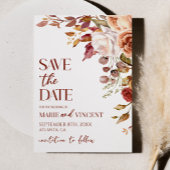 秋ブルゴーニュフローラ花結婚式の日付を保存 招待状