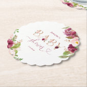 秋ブルゴーニュフローラ金ゴールドフォイル赤ちゃんシャワー ペーパーコースター (アングル)