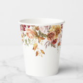 秋ブルゴーニュブラウンフローラの花結婚の 紙コップ (裏面)