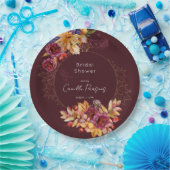 秋ブルゴーニュムーディウォータカラーブライダルシャワー ペーパープレート (パーティー)