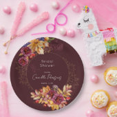 秋ブルゴーニュムーディウォータカラーブライダルシャワー ペーパープレート (パーティー)