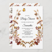 秋ブルゴーニュワイルドフラワーベビーシャワー 招待状 (正面/裏面)
