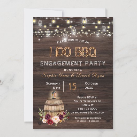 秋ブルゴーニュワインバレルフローラ婚約パーティ 招待状 (正面)