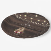 秋ブルゴーニュワインバレル結婚フローラ ペーパープレート (アングル)