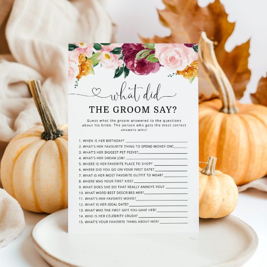 秋ブルゴーニュ新郎は何と言ったブライダルシャワー