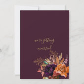 秋ブルゴーニュ桃金ゴールドピンクフローラ結婚ズ 招待状 (裏面)