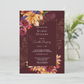 秋ブルゴーニュ水カラーフローラブライダルシャワー 招待状 (スタンド正面)
