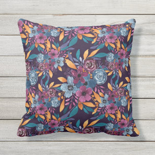 秋ブルゴーニュ海軍マスタードウォーター色フラワーアート アウトドアクッション