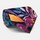 秋ブルゴーニュ海軍マスタードウォーター色フラワーアート ネクタイ (ロール)