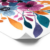 秋ブルゴーニュ海軍マスタードウォーター色フラワーアート ポスター (角)