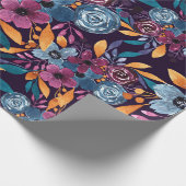 秋ブルゴーニュ海軍マスタードウォーター色フラワーアート ラッピングペーパー (角)