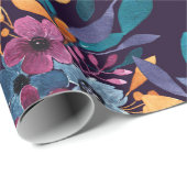 秋ブルゴーニュ海軍マスタードウォーター色フラワーアート ラッピングペーパー (ロールコーナー)