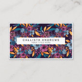 秋ブルゴーニュ海軍マスタードウォーター色フラワーアート 名刺 (正面)