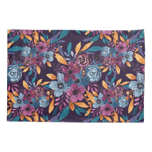 秋ブルゴーニュ海軍マスタードウォーター色フラワーアート 枕カバー (裏面)