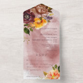 秋ブルゴーニュ素朴イエローフローラワインディナー オールインワン招待状 (内側)