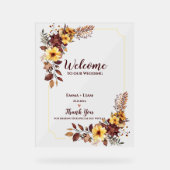 秋ブルゴーニュ素朴ーフローラへようこそ結婚 アクリルサイン (正面)