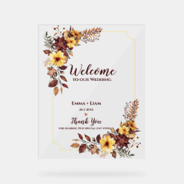 秋ブルゴーニュ素朴ーフローラへようこそ結婚 アクリルサイン