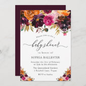 秋ブルゴーニュ花秋赤ちゃんシャワー 招待状 (正面/裏面)