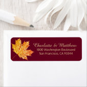 秋ブルゴーニュ葉金ゴールドス結婚差出人住所 ラベル (インサイチュ)