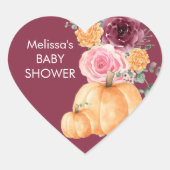秋ブルゴーニュ赤面ピンクフローラカップケーキトッパー ハートシール (正面)