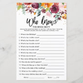 秋ブルゴーニュ赤面フローラブライダルシャワービンゴ (裏面)