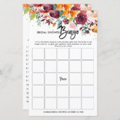 秋ブルゴーニュ赤面フローラブライダルシャワービンゴ (正面/裏面)