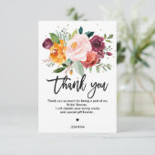 秋ブルゴーニュ赤面フローラブロッサムブライダルシャワー サンキューカード (スタンド正面)