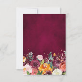 秋ブルゴーニュ赤面フローラブロッサムブライダルシャワー サンキューカード (裏面)