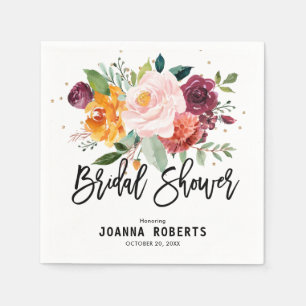 秋ブルゴーニュ赤面フローラブロッサムブライダルシャワー スタンダードカクテルナプキン