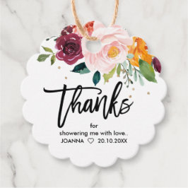 秋ブルゴーニュ赤面フローラブロッサムブライダルシャワー フェイバータグ