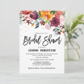 秋ブルゴーニュ赤面フローラブロッサムブライダルシャワー 招待状 (スタンド正面)
