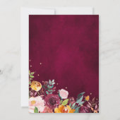 秋ブルゴーニュ赤面フローラブロッサムブライダルシャワー 招待状 (裏面)