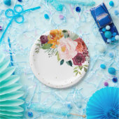 秋ブルゴーニュ赤面フローラブロッサム結婚ズ ペーパープレート (パーティー)