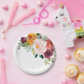 秋ブルゴーニュ赤面フローラブロッサム結婚ズ ペーパープレート (パーティー)