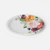 秋ブルゴーニュ赤面フローラブロッサム結婚ズ ペーパープレート (アングル)