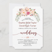 秋ブルゴーニュ赤面フローラ手書結婚き 招待状 (正面)