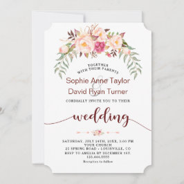 秋ブルゴーニュ赤面フローラ手書結婚き 招待状