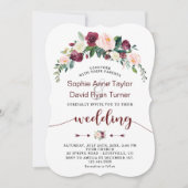 秋ブルゴーニュ赤面フローラ手書結婚き 招待状 (正面)