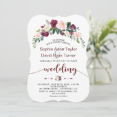 秋ブルゴーニュ赤面フローラ手書結婚き 招待状 (スタンド正面)