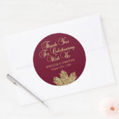 秋ブルゴーニュ金ゴールドメープルリーフサンキュー結婚ズ ラウンドシール (封筒)