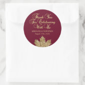 秋ブルゴーニュ金ゴールドメープルリーフサンキュー結婚ズ ラウンドシール (バッグ)