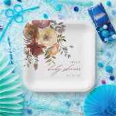 秋ブルゴーニュ&オレンジフラワーベビーシャワー ペーパープレート (パーティー)