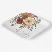 秋ブルゴーニュ&オレンジフラワーベビーシャワー ペーパープレート (傾斜あり)