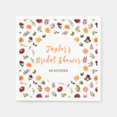 秋ブルゴーニュ&オレンジフローラブライダルシャワー スタンダードカクテルナプキン (正面)