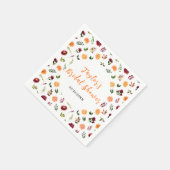 秋ブルゴーニュ&オレンジフローラブライダルシャワー スタンダードカクテルナプキン (角)