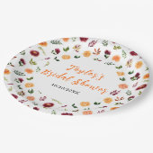 秋ブルゴーニュ&オレンジフローラブライダルシャワー ペーパープレート (アングル)